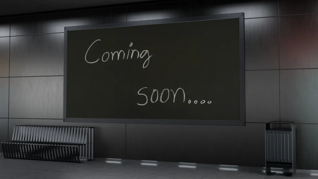 Website design Calgary showcased on a blackboard with "Coming Soon..." written in white chalk